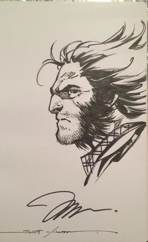 Logan - Jim Lee + Scott Williams Sketch, in Nik Brus's Gallery Comic Art Gallery Room Jim Lee Art, Comic Art Sketch, Joe Madureira, Mike Deodato, Jim Lee, Comic Book Artwork, Comic Book Artists, Comic Illustration, Comic Book Characters