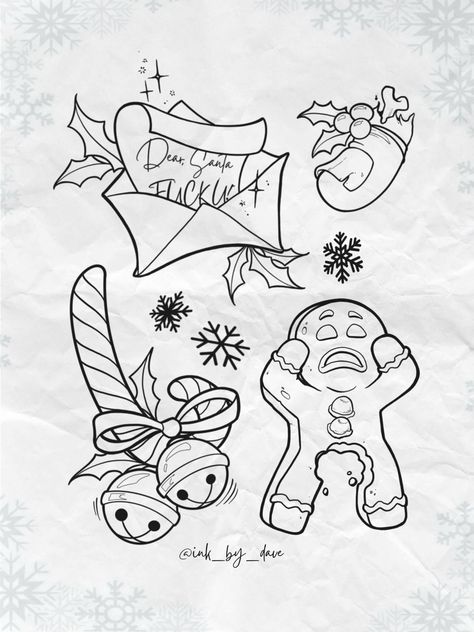 #girl Tattoes,#halloween Tattoes,#Tattoes ideas Friday 13th Tattoo Flash Christmas, Evil Santa Drawing, New Years Flash Tattoo, Xmas Flash Tattoo, Spooky Christmas Tattoo Flash, Krampus Tattoo Flash, Friday The 13th Christmas Flash, December Friday The 13th Tattoos, Yule Tattoo Flash