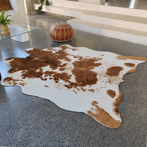 rugoo Premium Brown Cowhide Rug Faux Cowhide Rug Cow Print Rug Faux Animal Skin Rug for Living Room Bedroom Nursery Western Decor Faux Animal Skin Rugs, Cowhide Bedroom, Nursery Western, Cow Print Rug, Brown Cowhide Rug, Faux Cowhide Rug, Animal Skin Rug, Cow Rug, Carpet Deodorizer