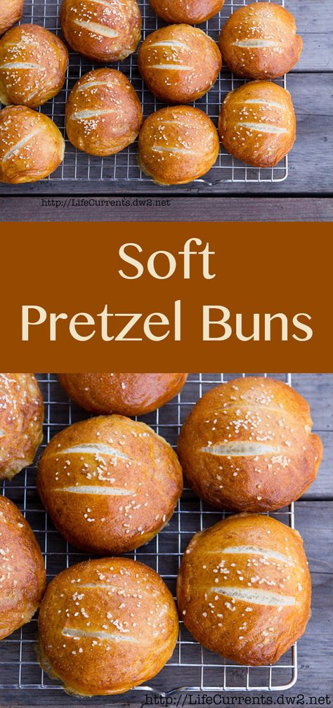 Pretzels Ideas, Pretzel Buns, Homemade Board Games, Tailgate Snacks, Pretzel Bun, Fun Dinner, Soft Pretzel, Bread Bun, Hamburger Buns