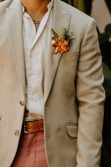 Bohemian Groom Suit, Men’s Boho Wedding Suit, Boho Wedding Man Style, Boho Groom Attire Casual, Groom Suit Mexican, Bohemian Suit Men, Bohemian Wedding Groom Outfit, Unusual Groom Attire, Groom Attire Unique