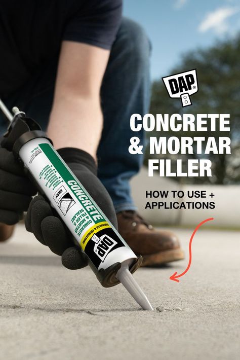 DAP Concrete is the ultimate ready-to-use sealant for concrete, mortar, and masonry surfaces. It effortlessly repairs concrete cracks and holes with silicone additives for superior adhesion, flexibility, and water resistance. Check out all the substrates this sealant can be applied to. Transform your projects with DAP Concrete today! Concrete Filler, Patio Repair, Concrete Repair Products, Concrete Sealant, Concrete Patio Makeover, Gray Concrete, Cat Litter Box Furniture, Pallet Furniture Living Room, Concrete Driveways