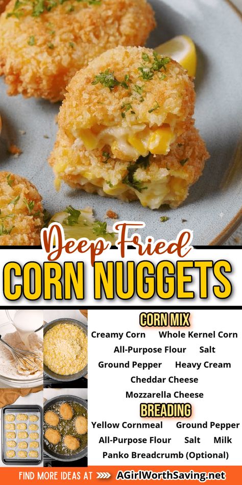 Corn Nuggets Recipe, Fried Mushroom Recipes, Corn Nuggets, Vegan Finger Foods, Corn Recipes Side Dishes, How To Make Corn, Spicy Corn, Healthy Lunch Snacks, Fried Corn