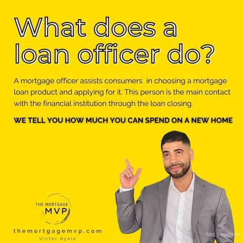 What does a loan officer do? A loan officer assists consumers and business people in choosing a loan product and applying for it. This person is the main contact with the financial institution through the loan closing. Loan Officer Post Ideas, Mortgage Loan Officer Marketing Social Media, Loan Officer Social Media Posts, Loan Officer Marketing Ideas, Mortgage Loan Officer Marketing, Loan Officer Marketing, Loan Originator, Mortgage Marketing, Mortgage Loan Originator