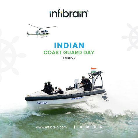 #Indian_Coast_Guard_Day Lets salute our marine heroes on this Coast Guard Day for their bravery and love towards the nation. Infibrain Technologies LLP salutes all #Coast_Guards for their love to nation INDIA #Coastguardday #nation #protection #theydeserveaslaute #LifeatIB #IB Indian Coast Guard Day Poster, Indian Coast Guard Day, Indian Coast Guard, International Day, Coast Guard, India, Festival, Quick Saves