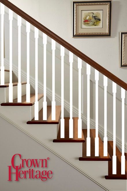 Painted Staircase Railing, Wood Balustrade, Painted Banister, White Railing, Staircase Layout, Baby Bump Pictures, Painted Staircases, Bump Pictures, Stair Balusters