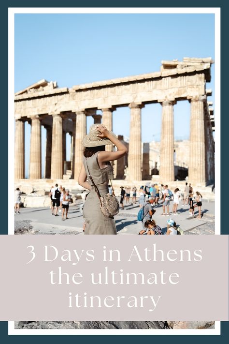 Three days is the perfect amount of time to spend in Athens. You can visit the city’s top attractions, like the Acropolis and the Parthenon, and some less-known sites worth exploring. Acropolis Outfit, Acropolis Greece Outfit, Acropolis Greece, Greece Outfit, Athens Greece, Acropolis, Greece Travel, Greek Islands, Day Tours