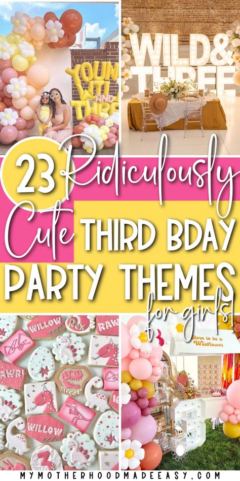 third birthday party themes for Girls Third Birthday Party Themes, 3rd Birthday Party Themes, 3rd Birthday Party Ideas, Party Themes For Girls, Toddler Birthday Themes, Toddler Birthday Party Themes, Toddler Girl Birthday Party, 3rd Birthday Party For Girls, Third Birthday Girl