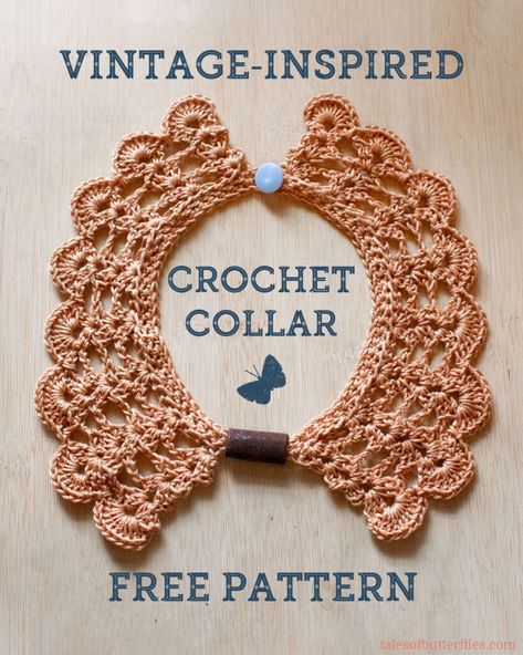 Free Pattern: Vintage-Inspired Crochet Collar Crochet collars are having a(nother) moment right now, and I am all for it. Today I would like to share a free pattern for this lovely crochet collar with a…Read more... Crochet Faux Collar, How To Crochet A Collar, Free Crochet Collar Patterns, Crochet Lace Collar Pattern Free, Crochet Collars Patterns Free, Vintage Crochet Patterns Free, Lace Collar Pattern, Victorian Crochet Patterns, Cats Crochet