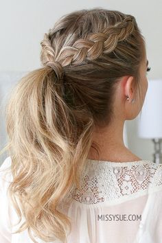 Dutch Braid Ponytail, Ponytail Hairstyles Easy, Double Dutch, Twist Ponytail, Braided Ponytail Hairstyles, Daily Hairstyles, Hair Color For Women, Penteado Cabelo Curto, Elegant Updo