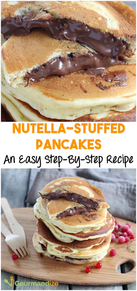 Things To Make With Nutella Easy, Nutella Breakfast Ideas, Nutella Pancakes Recipe, Nutella Breakfast Recipes Easy, Nutella Pancake Recipe Easy, Nutella Recipes Breakfast, Nutella Breakfast Recipes, Pancake Recipe Nutella, How To Make Nutella Pancakes