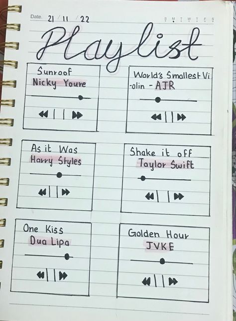 Song Diary Ideas, Taylor Swift Journal Pages, First Page Journal Ideas Aesthetic, Taylor Swift Journal Ideas, Journal Diary Ideas, Lyric Notebook, Playlist Journal, Bff Crafts, Euphoria Song