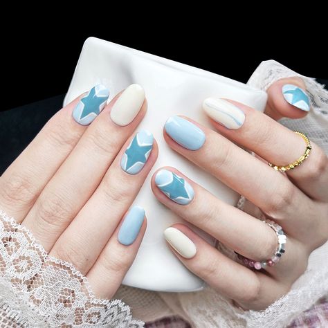 10pcs Handmade Fake Nails Blue and White Nails Hand drawn Starfish Nails Fresh and Cute Press on Fake Nails Blue, Starfish Nails, Nails Blue And White, Nails Fresh, Blue And White Nails, Nails Blue, Nail Art Tools, Blue Nails, False Nails