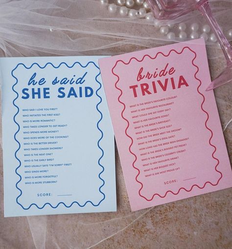 The Bridal Base | Our squiggle hens quiz set! At just A$5 for two quizzes, our games are the perfect addition to your bridal shower, hens or bachelorette! | Instagram Bachelorette Quiz Game, Hen Pool Party Ideas, Hens Party Craft Activities, Uk Hen Party Ideas, Cute Hen Party Ideas, Bridal Games Ideas, Conservative Bachelorette Party Ideas, Small Hen Do Ideas, Bridal Shower Lingerie Party