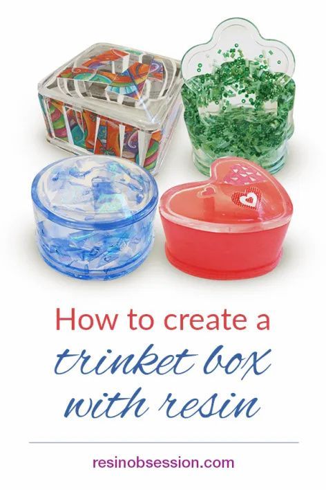 Learn how to use resin to DIY a jewelry box. Get instructions for 4 different styles of trinket boxes. Great way to hold onto jewelry, keys and small items. . . #resin #resinobsession #resincrafts #resincrafting Resin Trinket Box Ideas, Make A Jewelry Box, Diy Trinket Box, Resin Jewelry Box, Lanyard Tutorial, Diy Jewelry Box, Dandelion Paperweight, Resin Pendant Diy, Resin Jewlery