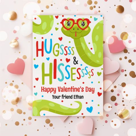 Snake Valentines, Couple Puns, Valentine Classroom, Student Gift Tags, Snake Gift, Valentines Gift Tags, Valentine Tags, Classroom Valentine, Valentine Cards