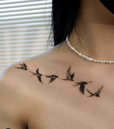 Chest Neck Tattoo, Bird Shoulder Tattoos, Small Bird Tattoos, Rib Tattoos For Guys, Bird Tattoos For Women, Black Bird Tattoo, Feminine Tattoo Sleeves, Dove Tattoo, Cool Wrist Tattoos