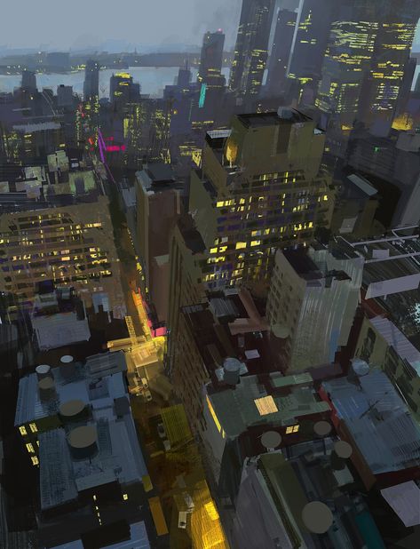 ArtStation - Dailies View Reference, Cityscape At Night, Dark Palette, Cartoon Building, Hero Inspiration, Ny Art, City Cartoon, Vantage Point, Scene Design