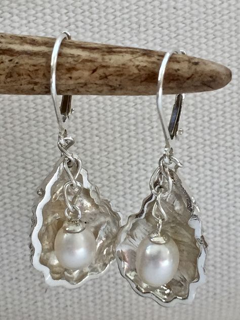 Always love hearing from a happy customer!  ★★★★★ "Just Lovely! Thank you so much" Deborah Kaye https://etsy.me/2XB83t4 #etsy #jewelry #earrings #oystershell #pearl #coastalearrings #coastal #beach #women #culturedpearl Oyster With Pearl, Oyster Earrings, Oysters On The Half Shell, Shell With Pearl, Coastal Earrings, Lowcountry Style, Yule Gift, Custom Cast, Charleston Style