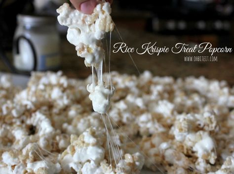 ~Rice Krispie Treat Popcorn! Popcorn Rice, Popcorn Snacks, Honey Buns, Snack Treat, Rice Crispy Treats, Chex Mix, Crispy Treats, Rice Krispie Treats, Rice Krispie