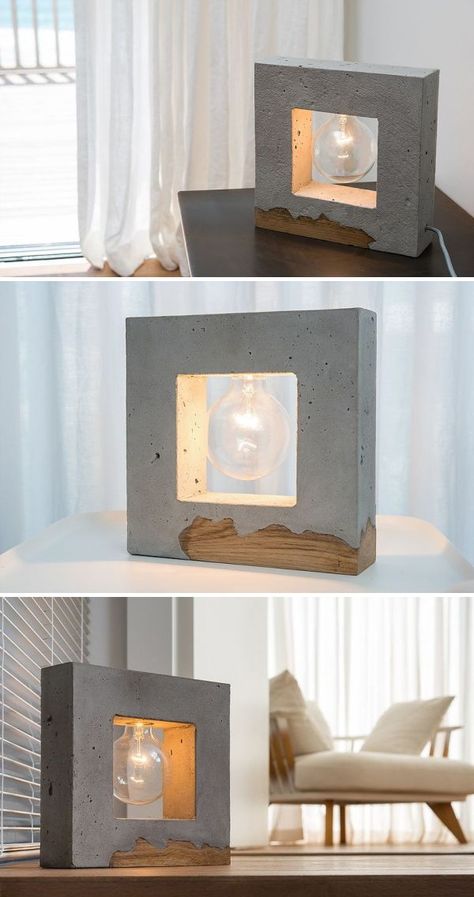 Concrete Light, Cement Diy, Diy Projektit, Concrete Diy Projects, Concrete Lamp, Concrete Furniture, Concrete Crafts, Concrete Projects, Tile Shower Ideas