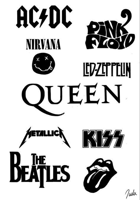 Queen Svg Band, Queen Band Drawing, Rock Band Logo Design, Queen Band Logo, Friendship Scrapbook, Rocker Party, Rock Baby Clothes, Band Logo Design, Queen Logo