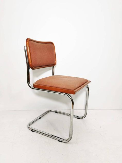 Cesca Chair Upholstered, Tubular Chair, Marcel Breuer Chair, Breuer Chair, Cesca Chair, Bauhaus Chair, Orange Chair, Office Chair Design, Designer Bar Stools