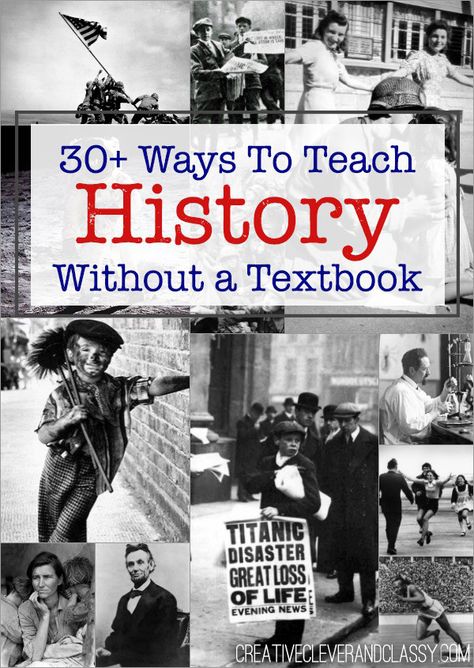 30+ Ways to Teach History Without a Textbook 8th Grade History, Elementary History, Teaching Us History, Social Studies Education, Middle School History, 6th Grade Social Studies, Homeschool Social Studies, High School History, History Curriculum