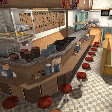 Ramen Shop 3D Model Scene🍜 ラーメン屋3Dモデルシーン Available at cgtrader | By Tomoplace 3Dモデル発売 Small Ramen Shop, Ramen Shop Interior, Ramen Shop Aesthetic, Ramen Shop Design, Japanese Ramen Shop, Ramen House, Restaurant Exterior Design, Small Restaurant Design, Japanese Bar