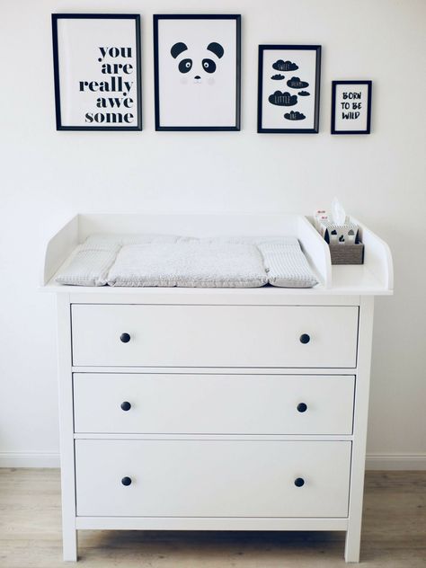 Ikea Hemnes Changing Table, Hemnes Ikea, Ikea Chest Of Drawers, Baby Nursery Inspiration, Ikea Dresser, Baby Changing Table, Ikea Bedroom, Ikea Hemnes, Nursery Baby Room