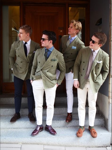 Coat Pant For Men, Green Blazer Outfit, Olive Blazer, White Pants Men, Summer Suits Men, Blazer Outfits Men, Men Plus Size, Summer Suits, Wedding Suits Men