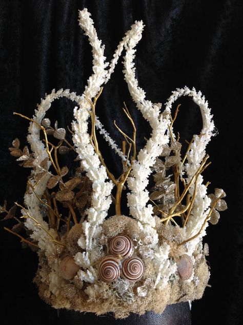 Faerie Crown Coral Reef Headdress Headpiece by FaerieCrownsbyCG Faerie Crown, Tahitian Costumes, Shell Crowns, Mermaid Parade, Mermaid Crafts, Mermaid Crown, Diy Kostüm, Handmade Things, Mermaid Costume