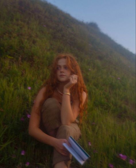 The Grass, A Book, Red Hair, Brave, Ginger, A Woman, Red, Hair