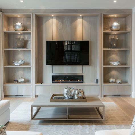 Living Room Built In Units, Tv Wall Unit Designs, Contemporary Home Design, Luxury Villa Design, Wall Unit Designs, Snug Room, Living Room Wall Units, Wall Shelving Units, Wall Tv Unit Design