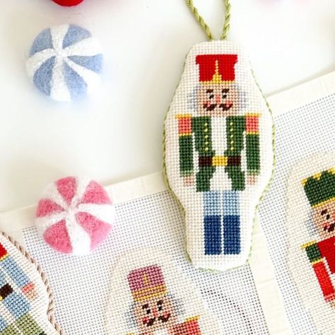 Coco Frank Studio on Instagram: "Surprise! 3 new colorways of the best selling nutcracker will be part of tonight’s launch! The Lavender, Tan, & Red nutcrackers will be offered with an option to kit with Silk & Ivory threads 🪡 Available at 5PM ET tonight on cocofrankstudio.com" Needlepoint Inspiration, Christmas Needlepoint, Needlepoint Christmas Ornaments, Winter Embroidery, Needlepoint Stockings, Handmade Tree, Christmas Sprinkles, Needlepoint Ornaments, Needlepoint Christmas