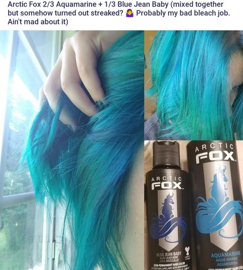 Arctic Fox Aquamarine, Artic Fox Hair, Fox Hair Dye, Hair Color Swatches, Arctic Fox Hair Dye, Arctic Fox Hair Color, Fox Hair, Dyed Hair Inspiration, My Bad