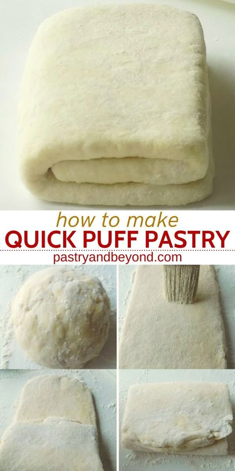 Quick Puff Pastry Recipe-You can easily make quick puff pastry from scratch in 15 minutes and use this homemade pastry dough recipe to make delicious desserts and savory recipes. #quickpuffpastry #homemade Quick Puff Pastry, Make Puff Pastry, Homemade Puff Pastry, Easy Puff Pastry Recipe, Pastry Dough Recipe, Rough Puff, Rough Puff Pastry, Puff Pastry Recipe, Pastries Recipes Dessert