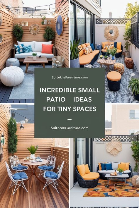 Maximize your tiny outdoor space with these incredible small patio ideas perfect for compact areas. Tiny Outdoor Patio Ideas, Vertical Patio Garden, Tiny Outdoor Space, Small Patio Ideas, Side Patio, Stylish Outdoor Furniture, Outdoor Furniture Ideas, Cozy Patio, Small Fountains