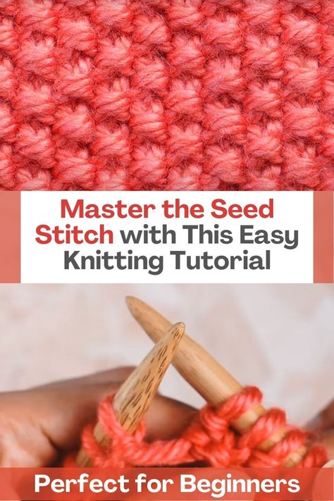 If you're looking to add texture and depth to your knitting projects, the seed stitch pattern is an excellent choice. And now, you can learn to knit this beautiful stitch in the easiest way possible! Our comprehensive video tutorial will guide you through the process step by step, so you can create stunning textured pieces with ease. All you need to know are the basic knit and purl stitches, and we'll take care of the rest. With the seed stitch pattern, you'll create an interesting texture... Knit Seed Stitch, Textured Knitting, Rib Stitch Knitting, Knit Purl Stitches, Learn To Knit, Crochet Tips, Knitting Instructions, Purl Stitch, Learn How To Knit