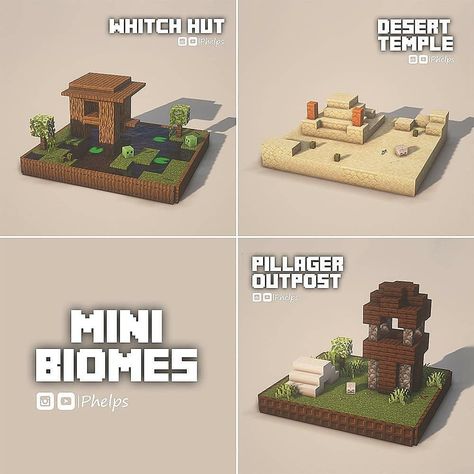 Mini Biomes Minecraft, Minecraft Mini Builds, Minecraft Templates, Lucario Pokemon, Minecraft Structures, Minecraft Banner Designs, Bangunan Minecraft, Minecraft Banners, Diy Minecraft