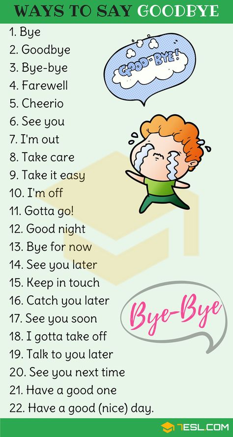 23 Smart Ways to Say Goodbye in English Ways To Say Goodbye, Study English, Teaching English Grammar, English Learning Spoken, Conversational English, English Vocab, English Verbs, Interesting English Words, English Language Teaching