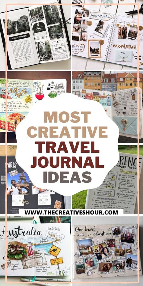 Traveling Book Ideas, Creative Travel Journal Ideas, Road Trip Book Diy Travel Journals, Diy Travel Scrapbook, Junk Journal Travelers Notebook, Traveller Notebook Ideas, Travel Journal Ideas Inspiration, Travelers Journal Ideas, Travel Journal Scrapbook Ideas