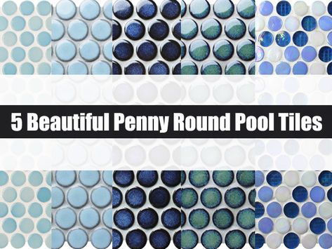 Penny round mosaic tiles nowadays are a staple of swimming pools, today we are sharing you 5 beautiful penny round pool tiles at Bluwhale Tile, they are affordable and classy.  #tile #mosaic #buildingmaterials #construction #mosaictile #pennyroundtile #pooltile #swimmingpooltile Penny Tile Pool Waterline, Lap Pools Backyard, Lap Pools, Oval Pool, Mosaic Pool Tile, Tile Steps, Tile Mosaics, Step Treads, Penny Round Mosaic