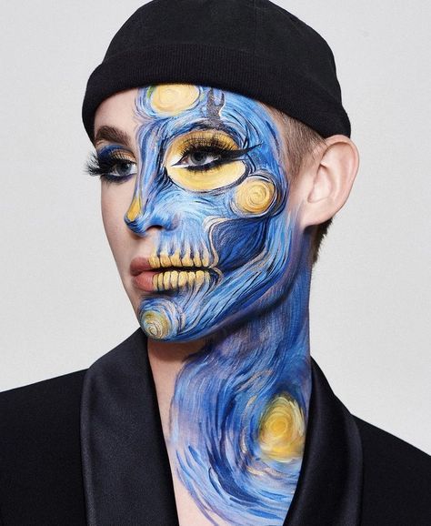 Makeup Art Face Inspiration, Make Up Artistique, Makeup Looks Artistic, Face Painting Artistic, Face Art Makeup Paint Ideas, Face Paint Adult, Crazy Makeup Art, Artistic Makeup Creative, Full Face Paint