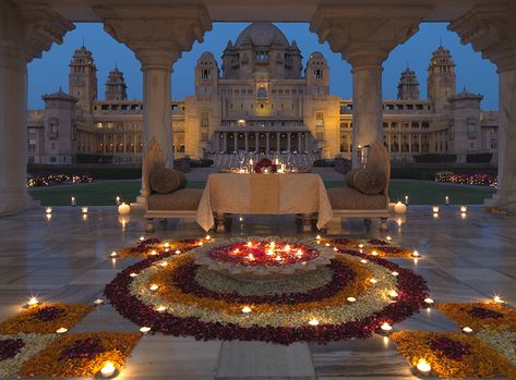 Flower petals and candlelight at the Taj Umaid Bhawan Palace, where Priyanka Chopra and Nick Jonas were married Umaid Bhawan Palace, Royal Indian Wedding, Indian Wedding Theme, Con Dao, Royal Indian, Palace Wedding, Best Honeymoon Destinations, Heritage Hotel, Best Honeymoon