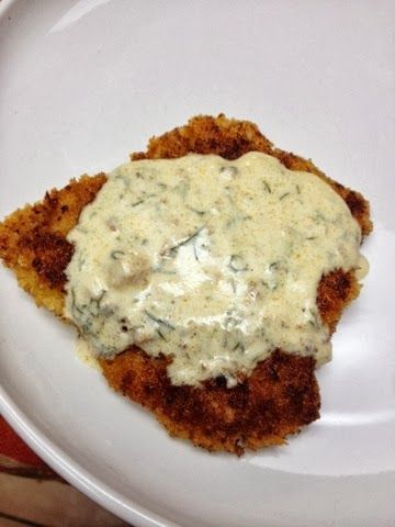 Pork Schnitzel with Dill Cream Sauce the sauce was amazing! Pork Snitzel, Pork Schnitzel Recipe, Dill Cream Sauce, Recipes For Families, German Food Authentic, Eggs Florentine, Schnitzel Recipes, Pork Schnitzel, Dill Sauce