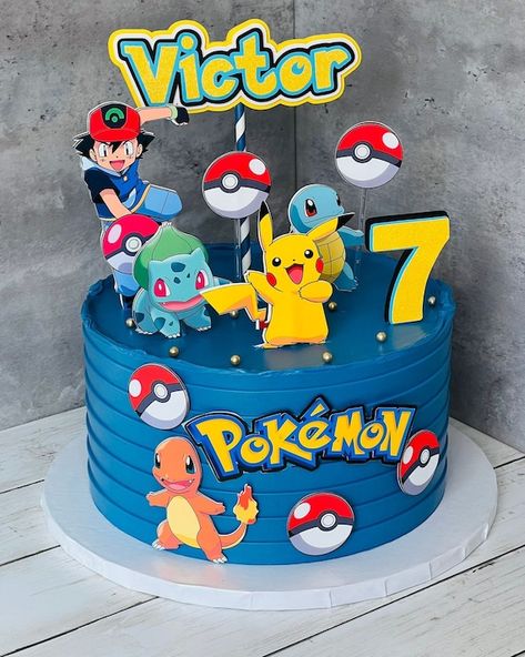 Pokemon Sheet Cake, Birthday Snack Ideas, Birthday Treats For School, Pikachu Cake Birthdays, Bolo Pikachu, Treats For School, Pokemon Party Decorations, Pokemon Themed Party, Pokemon Cake Topper