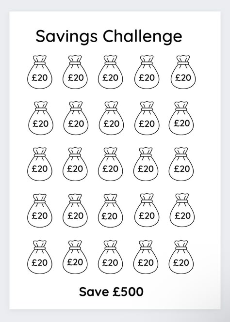 Savings Sheet, Money Saving Tips Uk, Saving Chart, Envelope Savings, Saving Money Chart, Money Chart, Money Saving Methods, Saving Challenges, Money Saving Techniques