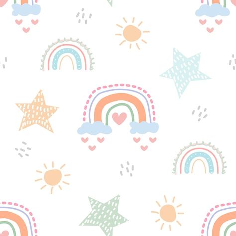 Rainbow boho seamless pattern | Premium Vector #Freepik #vector #background #design #pattern #cover Vector Background Design, About Rainbow, Rainbow Boho, Kids Pattern, Rainbow Kids, Free Graphics, Summer Prints, Rainbow Print, Summer Patterns