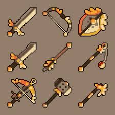 100 Pixel Art Fantasy Weapon Icons | Game Art Partners Free Pixel Art, Medieval Games, Art Partner, Megaman X, 2d Game Art, Cool Pixel Art, Casual Art, Pixel Art Characters, Pix Art